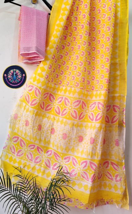 Yellow with pink